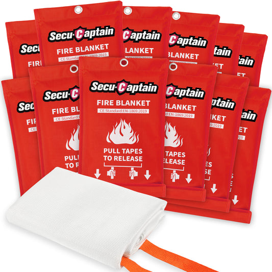 SecuCaptain Emergency Fire Blanket for Home and Kitchen - 12 Pack 40"x40" Flame Suppression Fiberglass Fire Blankets for House Camping Car Warehouse Office Emergency Survival Safety