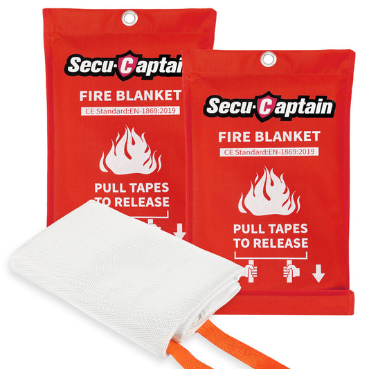 Emergency Fire Blanket for Home and Kitchen - 2 Pack 40"x40" Flame Suppression Fiberglass Fire Blankets for House Camping Car Office Warehouse Emergency Survival Safety