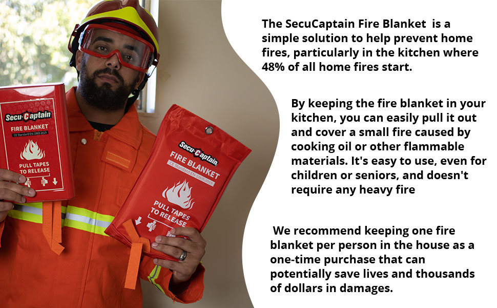 SecuCaptain Emergency Fire Blanket for Home and Kitchen - 20 Pack 40"x40" Flame Suppression Fiberglass Fire Blankets for House Camping Car Warehouse Office Emergency Survival Safety