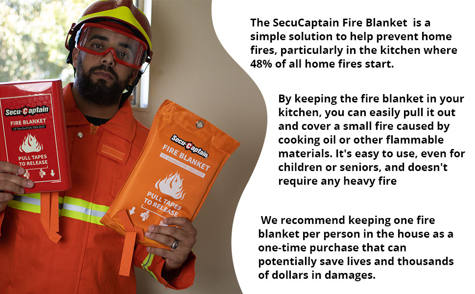 Emergency Fire Blanket for Home and Kitchen - 40"x40" Flame Suppression Fiberglass Fire Blankets for House Camping Car Office Warehouse Survival Safety