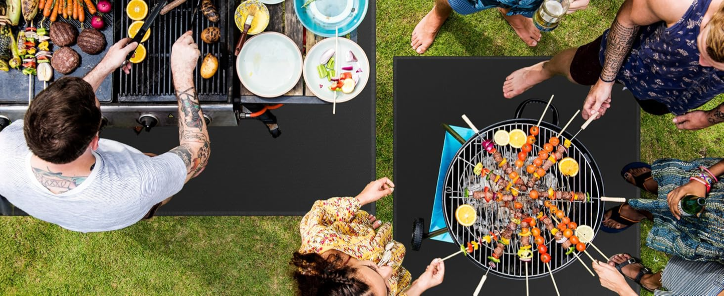 Under Grill Mat for Outdoor Grill - X-Large 90x48 Inches Mats Double-Sided Fireproof Pad for Indoor Fireplace Fire Pit Heat Resistant Waterproof BBQ Floor Protector for Patio and Deck