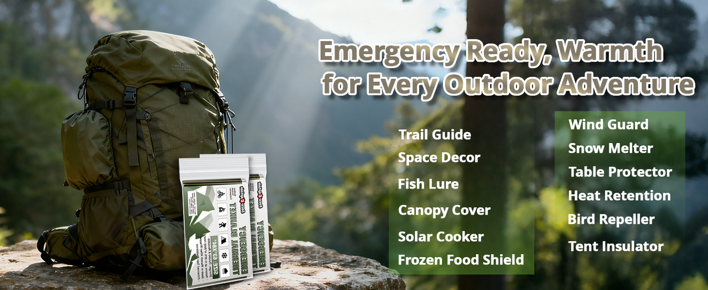 Survival Emergency Thermal Blankets: Extra Large 84” x63” Space Mylar Blanket Kit for Outdoor Cold Winter Camping Hiking Car Bug Out Bag or First Aid - 10 Pack Amy Green