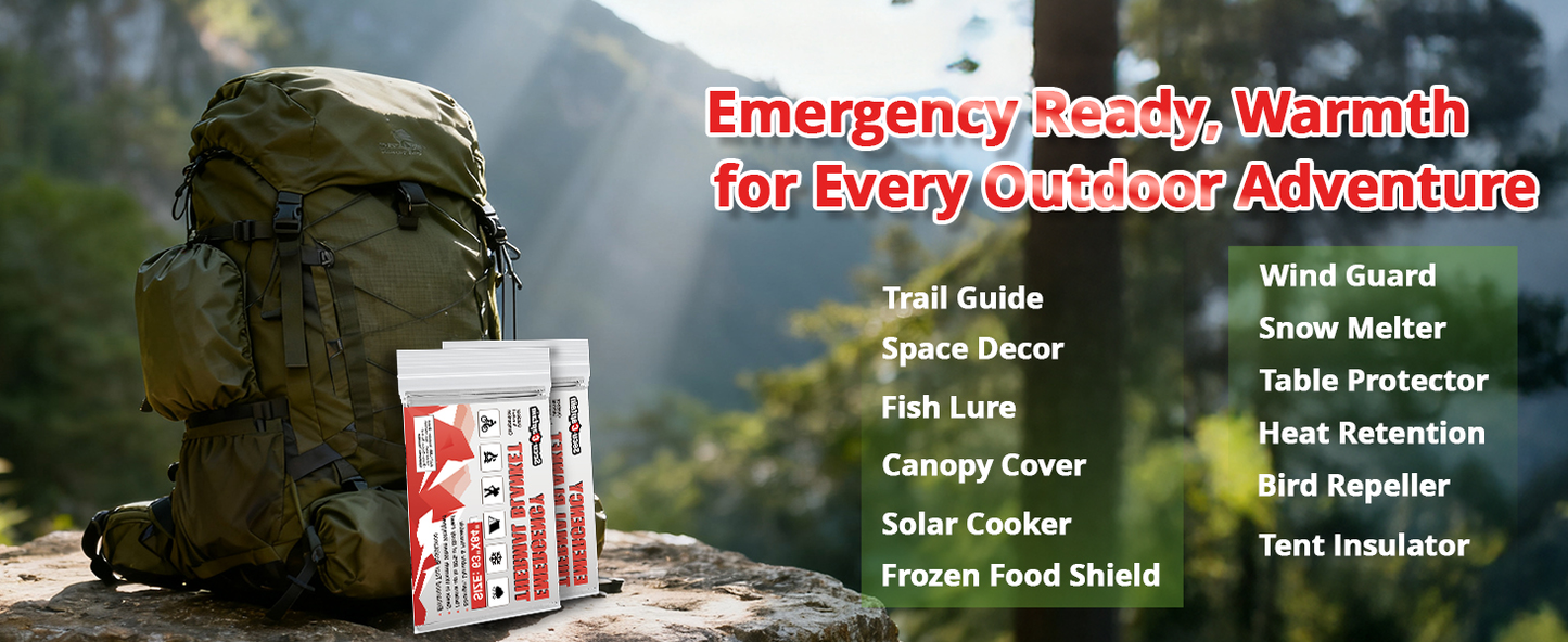 Survival Emergency Thermal Blankets: 25 Pack Extra Large 84” x63” Space Mylar Blanket Kit for Outdoor Cold Winter Camping Hiking Car Bug Out Bag or First Aid