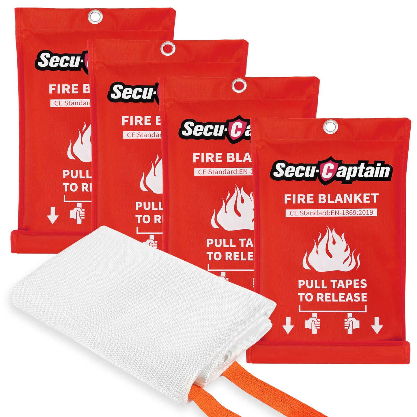 Emergency Fire Blanket for Home and Kitchen - 4 Pack 40"x40" Flame Suppression Fiberglass Fire Blankets for House Camping Car Office Warehouse Emergency Survival Safety