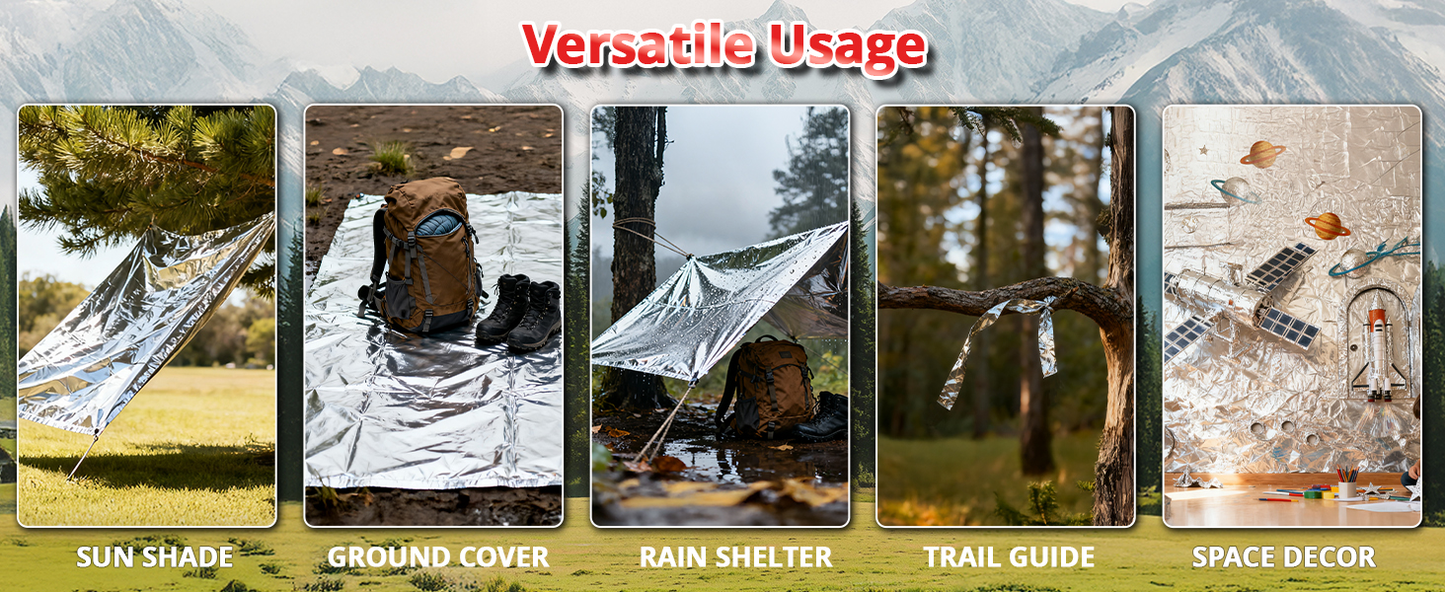 Survival Emergency Thermal Blankets: 30 Pack Extra Large 84” x63” Space Mylar Blanket Kit for Outdoor Cold Winter Camping Hiking Car Bug Out Bag or First Aid