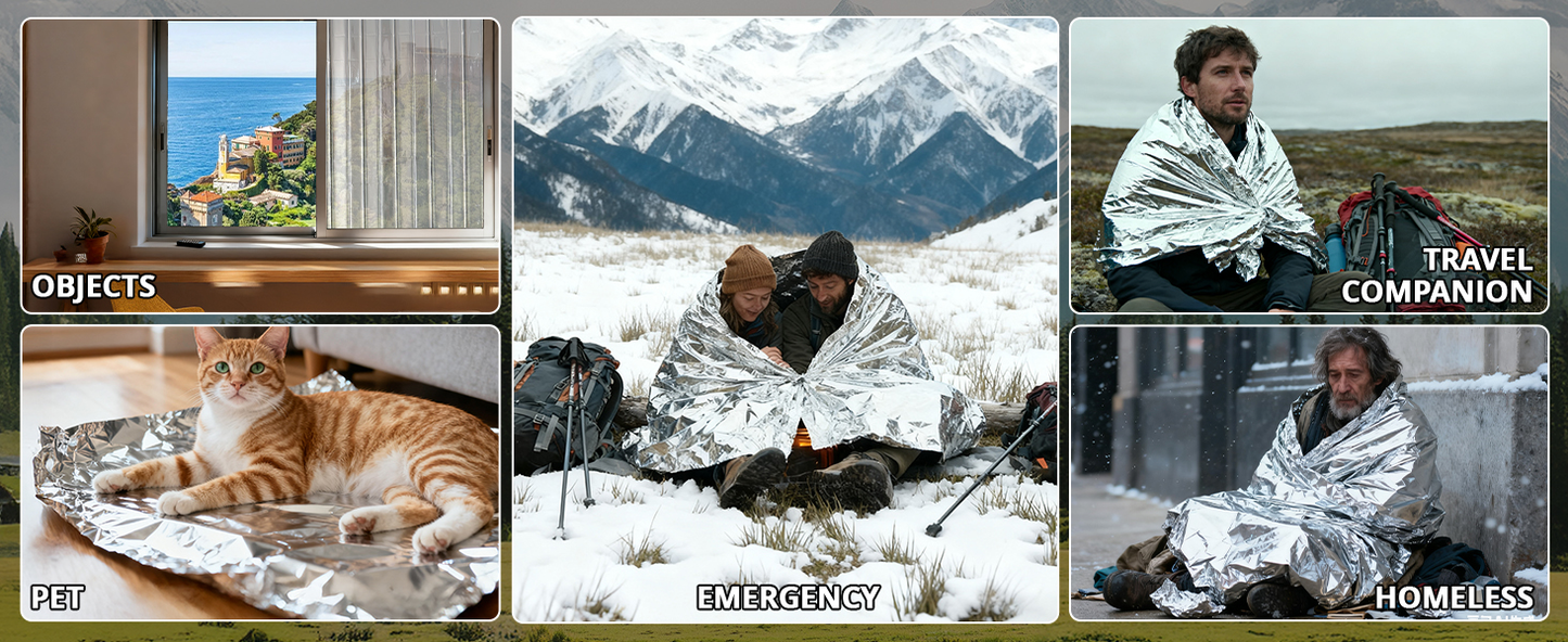 Survival Emergency Thermal Blankets: Extra Large 84” x63” 4/10/25/30/50/75/100 PCS Space Mylar Blanket Kit for Outdoor Cold Winter Camping Hiking Car Bug Out Bag or First Aid