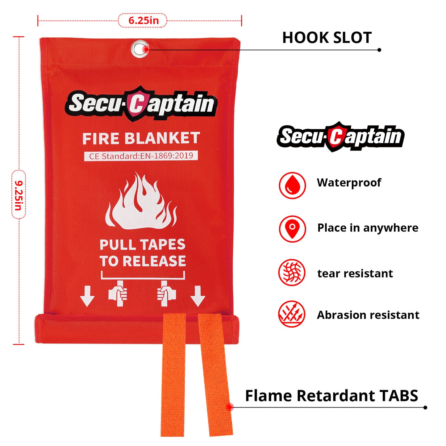 SecuCaptain Emergency Fire Blanket for Home and Kitchen - 12 Pack 40"x40" Flame Suppression Fiberglass Fire Blankets for House Camping Car Warehouse Office Emergency Survival Safety