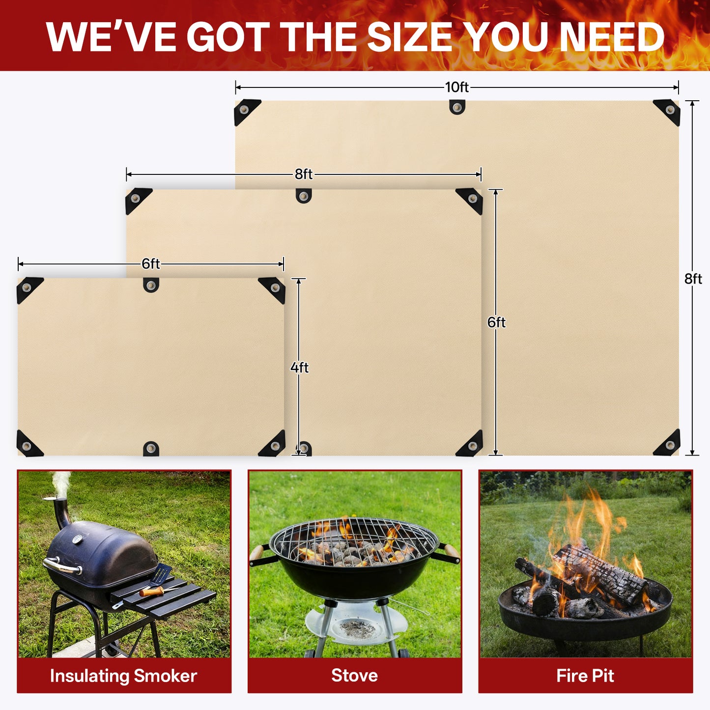 Glass Fiber Fireproof Textiles - Large 8x10 ft Welding Blanket Fire Resistant 1022 °F High Temp Heat Shield Blankets Insulation Fire Curtain for Soldering, Grill, Industrial, Smoker, Camping
