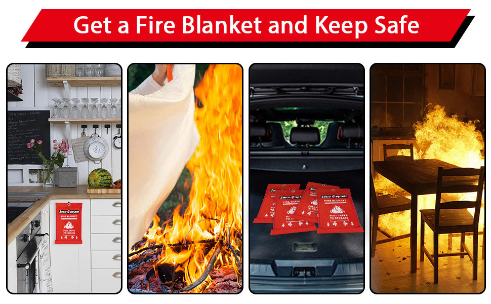 Emergency Fire Blanket for Home and Kitchen - 2 Pack 40"x40" Flame Suppression Fiberglass Fire Blankets for House Camping Car Office Warehouse Emergency Survival Safety