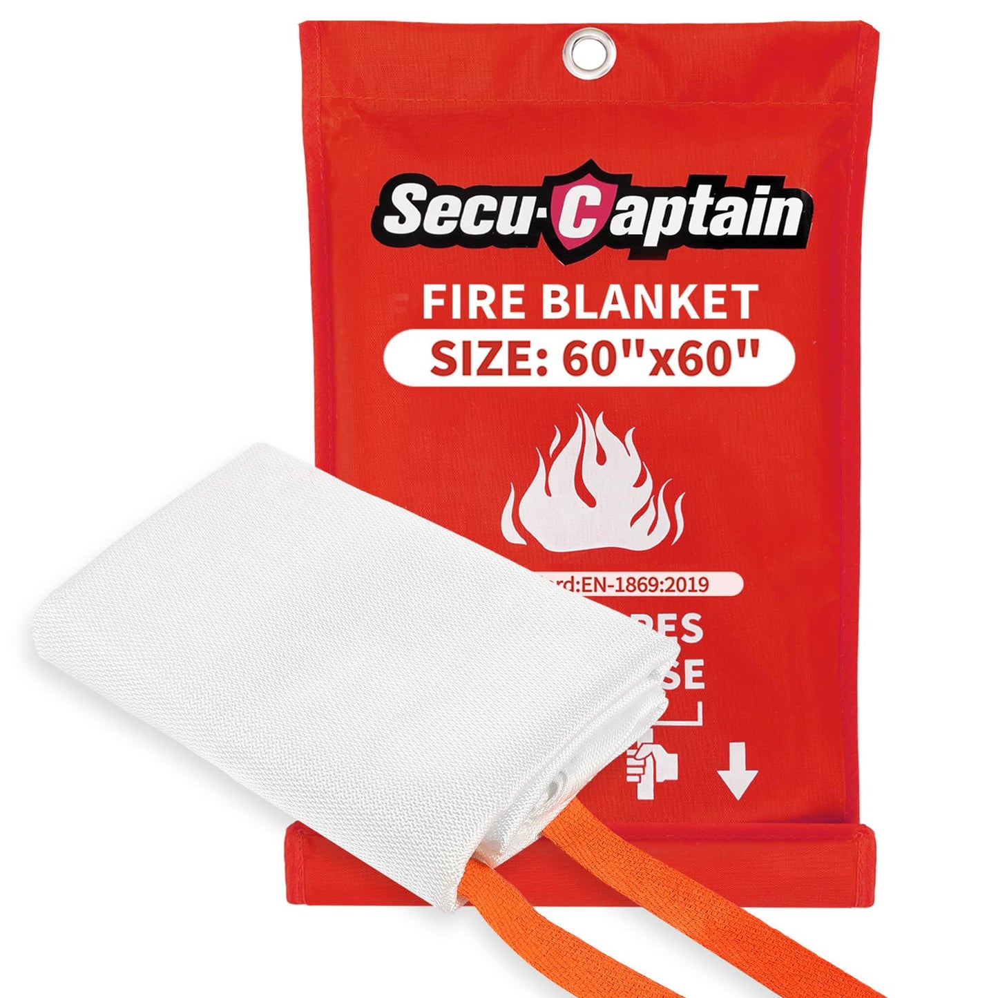 Emergency Fire Blanket for Home - 60"x60" X-Large Flame Retardant Blankets with Fireproof Tabs for House Camping Kitchen Fire Protection Survival Safety 1 Pack