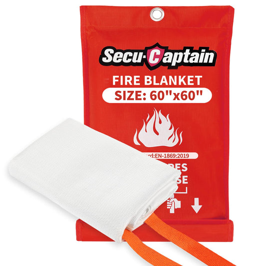 Emergency Fire Blanket for Home - 60"x60" X-Large Flame Retardant Blankets with Fireproof Tabs for House Camping Kitchen Fire Protection Survival Safety 1 Pack