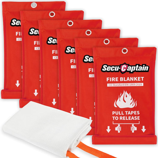 Emergency Fire Blanket for Home and Kitchen - 6 Pack 40"x40" Flame Suppression Fiberglass Fire Blankets for House Camping Car Warehouse Office Emergency Survival Safety
