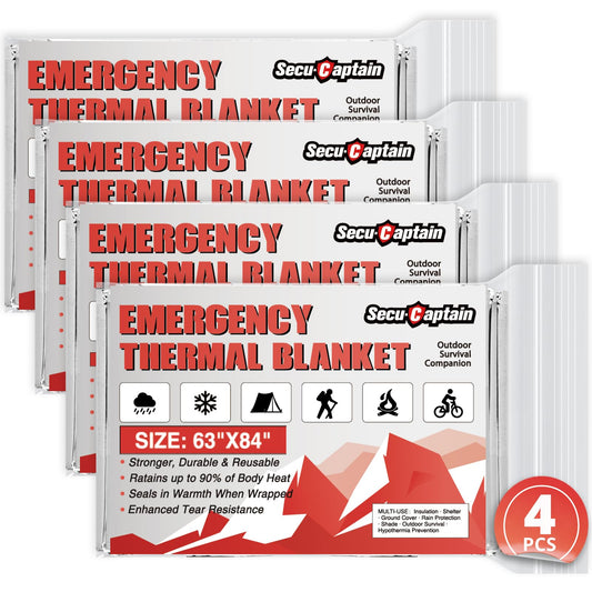 Survival Emergency Thermal Blankets: Extra Large 84” x63” 4/10/25/30/50/75/100 PCS Space Mylar Blanket Kit for Outdoor Cold Winter Camping Hiking Car Bug Out Bag or First Aid