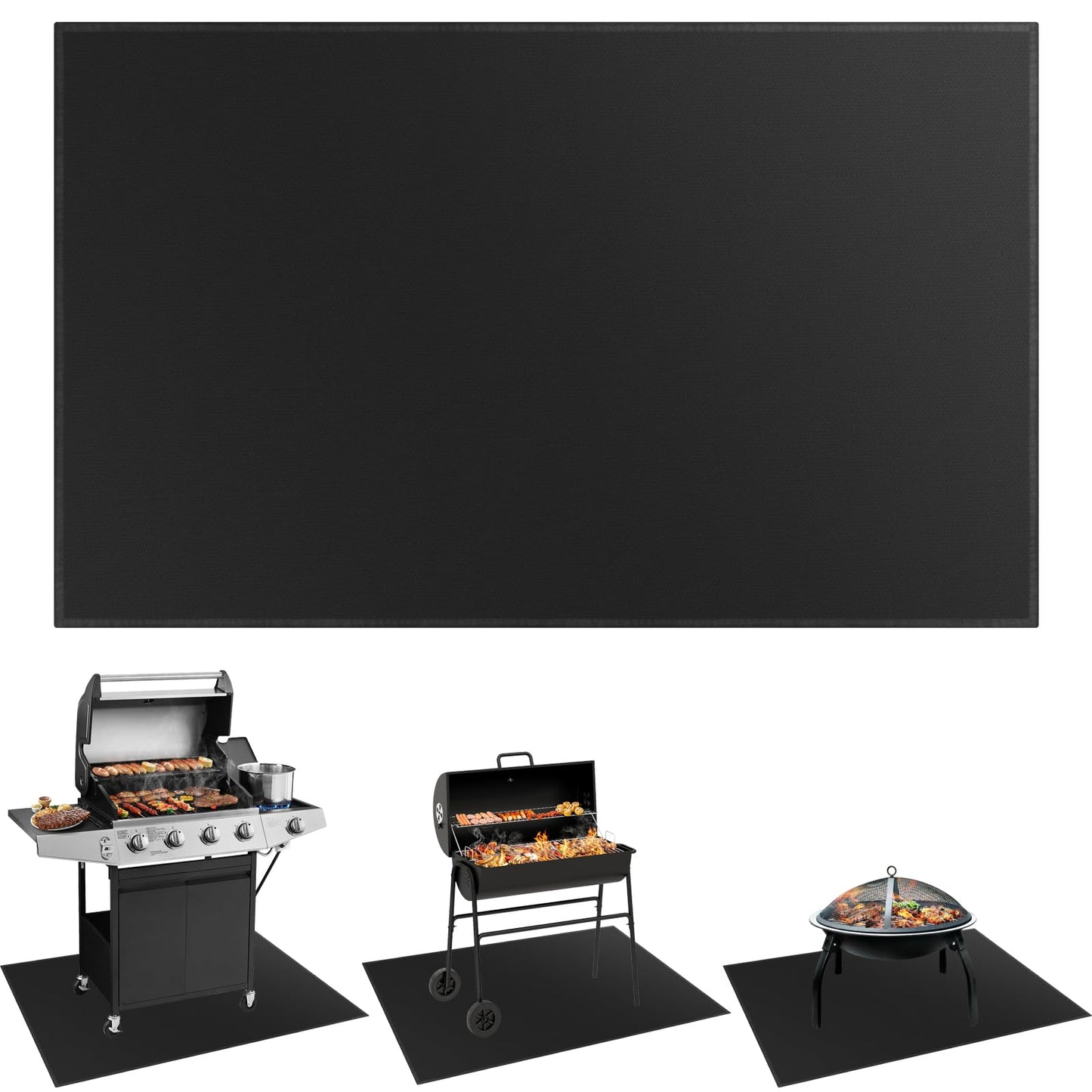 Under Grill Mat for Outdoor Grill - Large 48x36 Inches Double-Sided Fireproof Pad for Indoor Fireplace Fire Pit Heat Resistant Waterproof BBQ Floor Protector for Patio and Deck