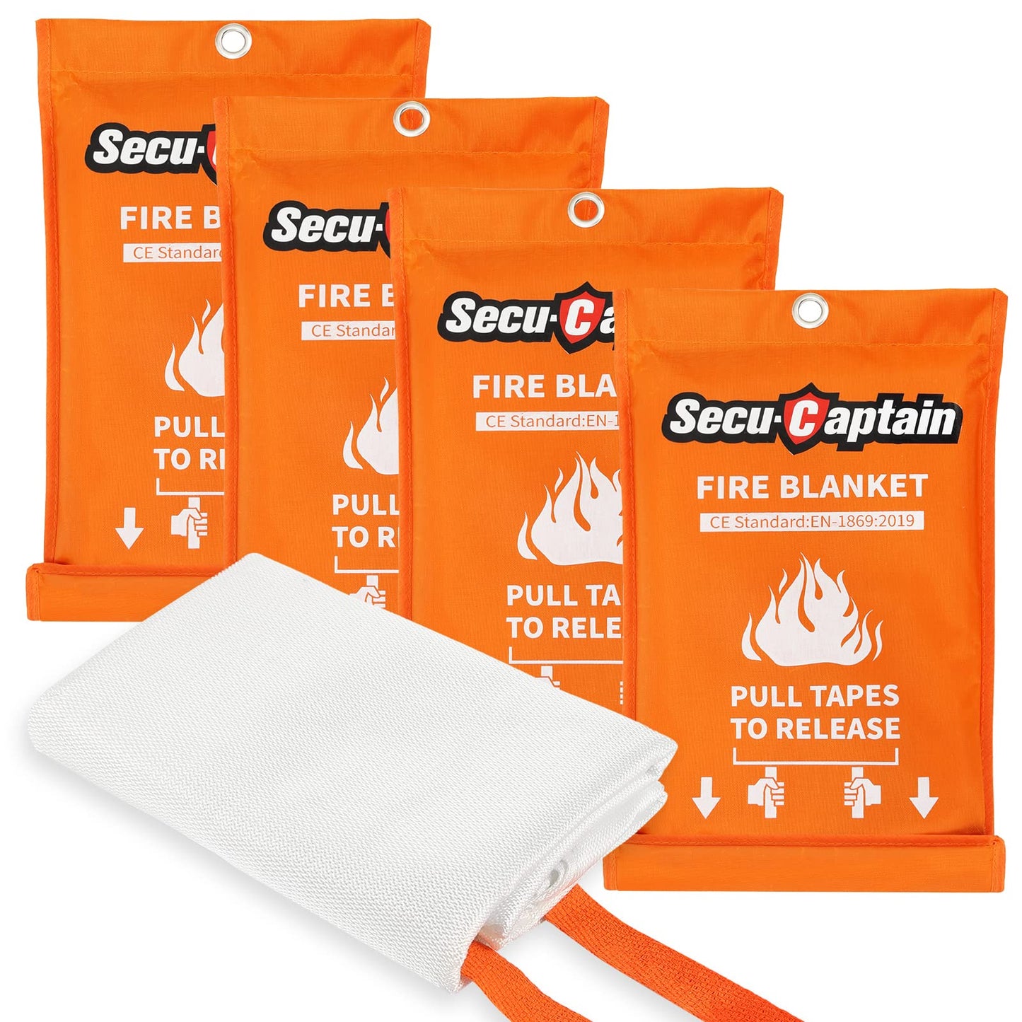 Emergency Fire Blanket for Home and Kitchen - 4 Pack 40"x40" Flame Supppression Fiberglass Fire Blankets for House Camping Car Office Warehouse Survival Safety
