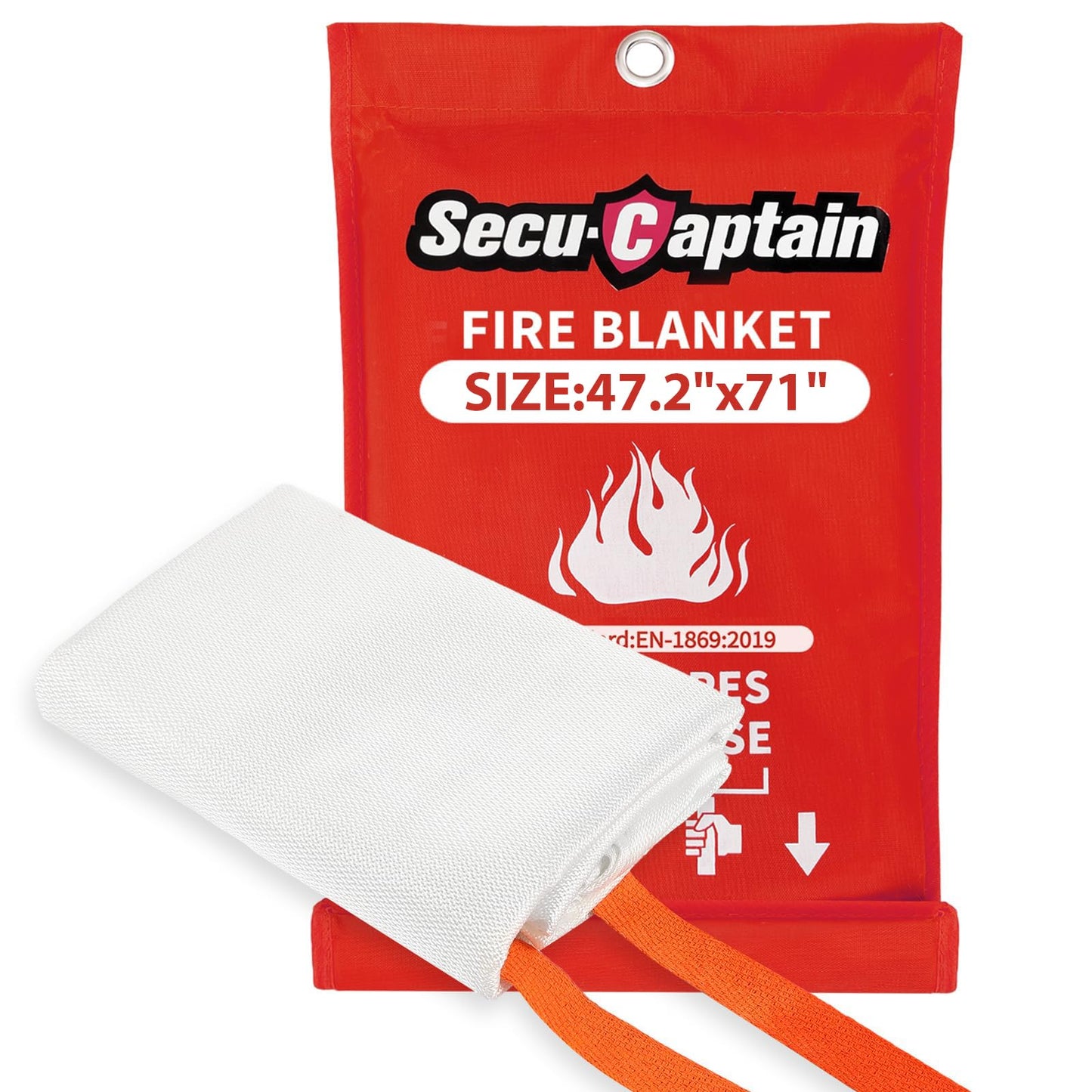 Emergency Fire Blanket for Home - 47.2"x71" X-Large Flame Retardant Blankets with Fireproof Tabs for House Camping Kitchen Fire Protection Survival Safety