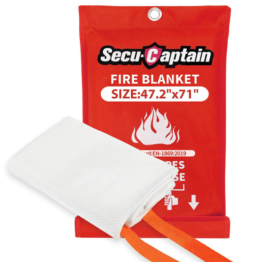 Emergency Fire Blanket for Home - 47.2"x71" X-Large Flame Retardant Blankets with Fireproof Tabs for House Camping Kitchen Fire Protection Survival Safety