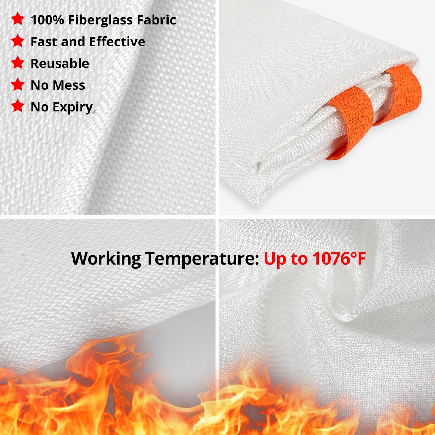 Emergency Fire Blanket for Home and Kitchen - 4 Pack 40"x40" Flame Supppression Fiberglass Fire Blankets for House Camping Car Office Warehouse Survival Safety