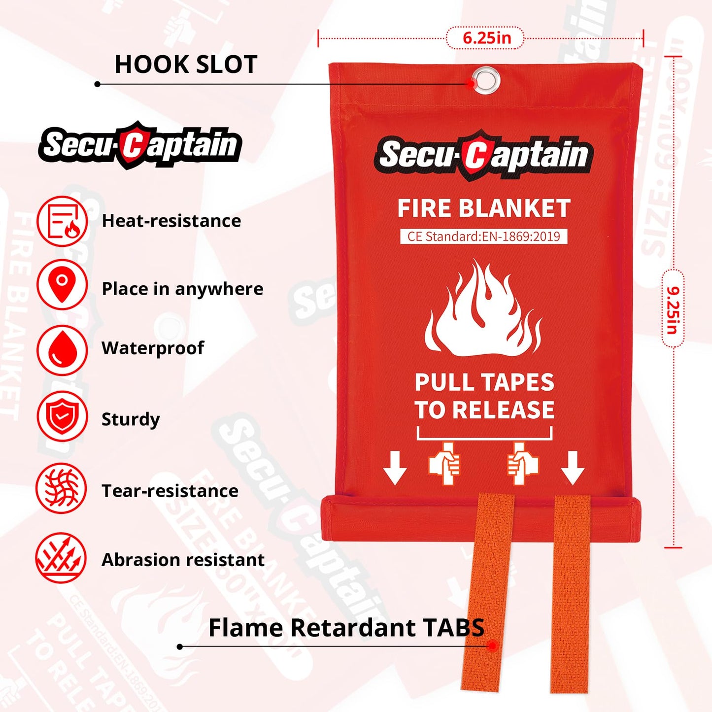 Emergency Fire Blanket for Home and Kitchen - 6 Pack 40"x40" Flame Suppression Fiberglass Fire Blankets for House Camping Car Warehouse Office Emergency Survival Safety