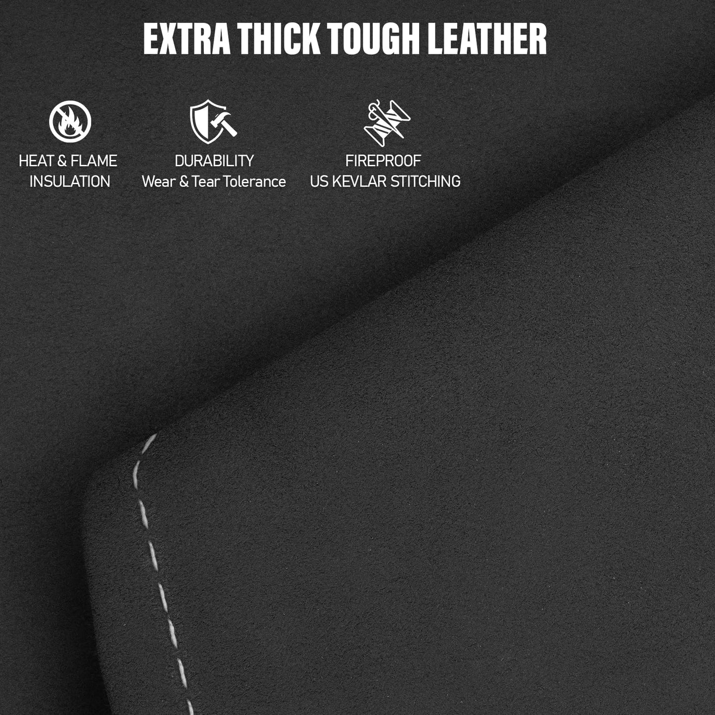 Leather Welding Work Apron Men - X-Large 24" x 36" Widened Straps Heat Flame Resistant Welder Tool Aprons with Gloves Pockets Heavy Duty for Woodworking, Shop - Black Adjustable M to XXXL