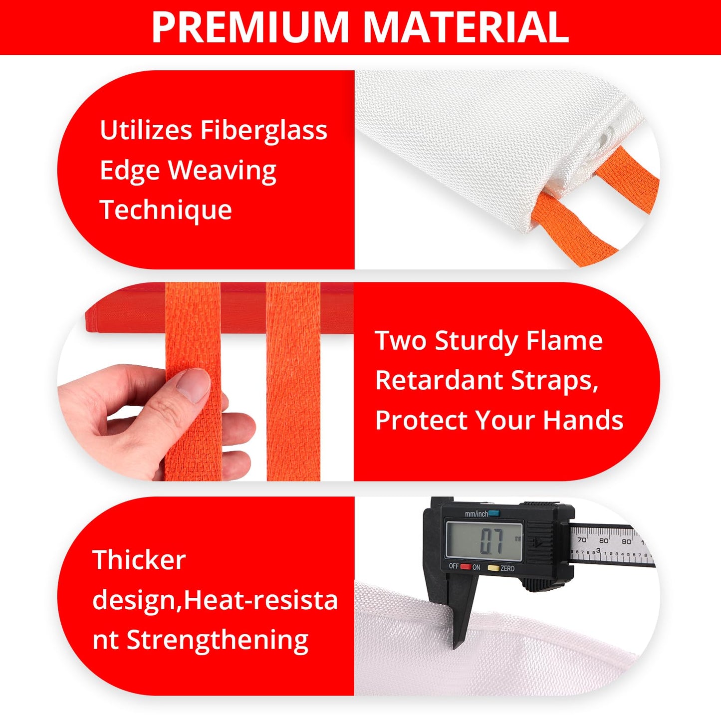 Emergency Fire Blanket for Home and Kitchen - 6 Pack 40"x40" Flame Suppression Fiberglass Fire Blankets for House Camping Car Warehouse Office Emergency Survival Safety