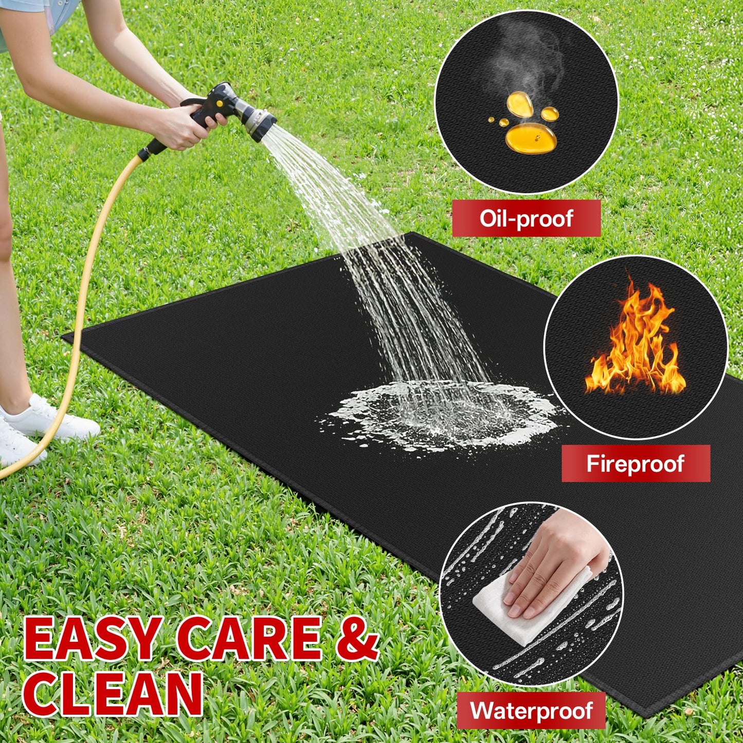 Under Grill Mat for Outdoor Grill - X-Large 90x48 Thicken Double-Sided Fireproof Pad for Indoor Fireplace Fire Pit Heat Resistant Waterproof BBQ Floor Protector for Patio and Deck