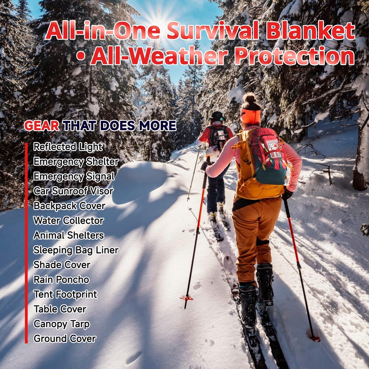 Survival Emergency Thermal Blankets: 100 Pack Extra Large 84” x63” Space Mylar Blanket Kit for Outdoor Cold Winter Camping Hiking Car Bug Out Bag or First Aid