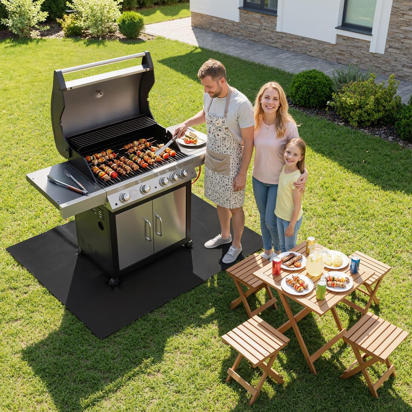 Under Grill Mat for Outdoor Grill - X-Large 70x48 Thicken Double-Sided Fireproof Pad for Indoor Fireplace Fire Pit Heat Resistant Waterproof BBQ Floor Protector for Patio and Deck